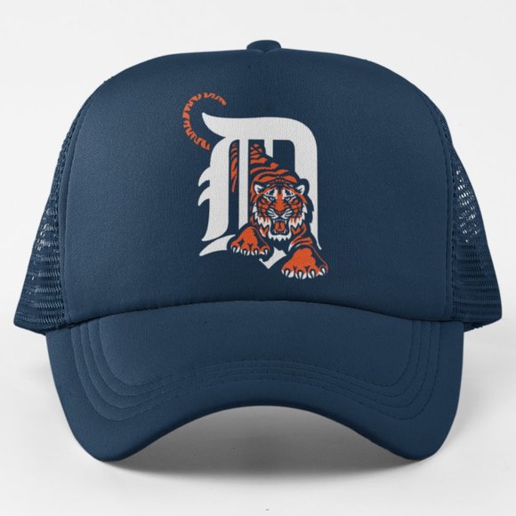 NEW Detroit Tigers Retro 1994 Mascot D Foam Trucker Mesh Snapback Hat NAVY - Picture 1 of 2